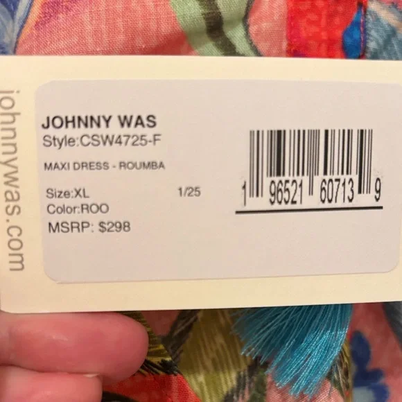 Johnny Was Red and Blue Floral Maxi Dress Brand New - Picture 6 of 8